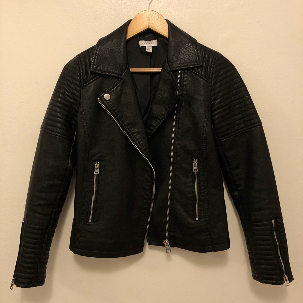 TOPSHOP FAUX LEATHER JACKET - XS/S